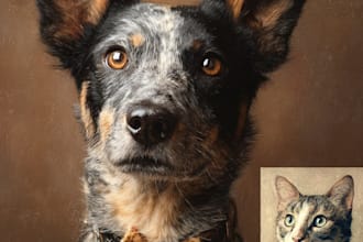 draw custom pet portrait or pet illustration in tattoo style