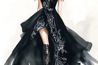 draw a perfect fashion illustration, flat sketch