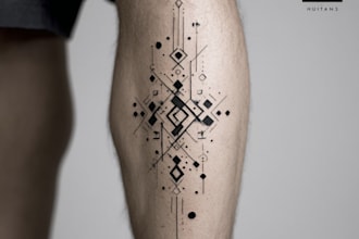 create sleeve tattoo design in geometric style