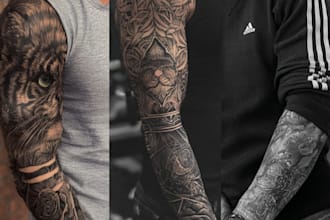 create custom tattoo designs in any style full sleeves back chest and more