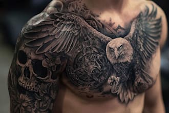 professionally design your sleeve tattoo , chest tattoo