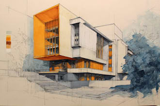 do architecture sketches in high quality