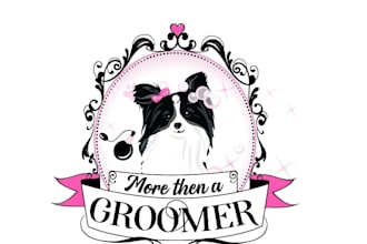 create a clean and friendly dog grooming brand logo