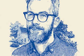 draw a custom digital art portrait in linocut style