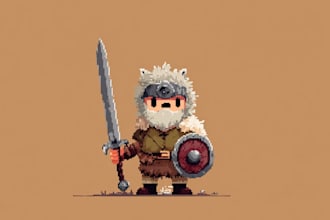 do pixel art character design, animation, retro pixel art