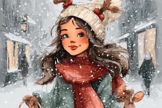 design unique christmas illustrations, cards, and holiday