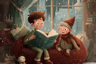 illustrate children book illustration, christian story book and christmas book