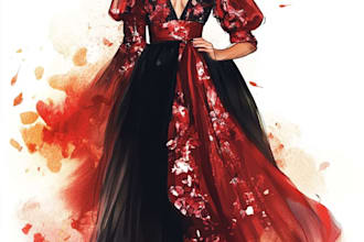 draw a fashion illustration, portrait, sketch