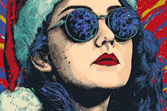 make a christmas card or a christmas themed pop art portrait