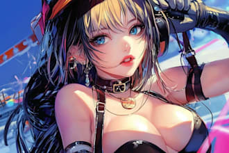 create a professional anime character model sheet for animation or games