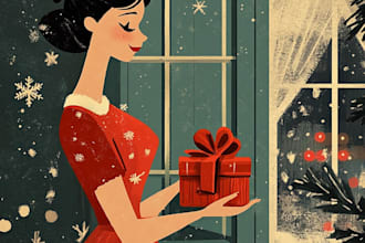make a christmas caricature and a holiday gift card drawing