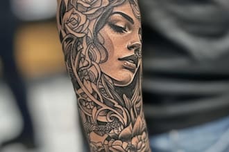 create unique custom tattoo design for you, sleeve tattoo