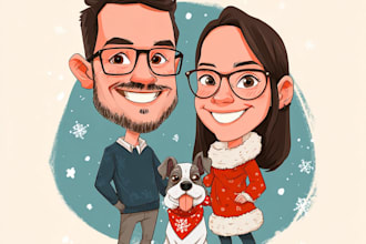make a christmas caricature, a winter holiday caricature