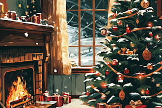 draw greeting, christmas, birthday card, postcard
