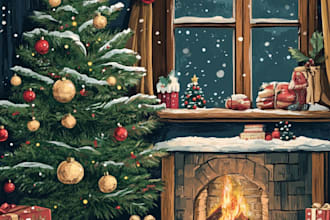 draw your office christmas card, holiday funny cartoon