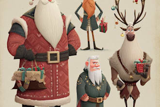 freehand style christmas character
