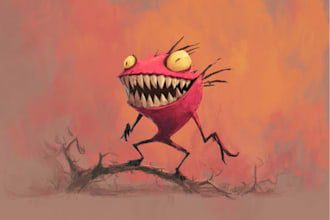 design vintage fantasy horror fun cartoon character