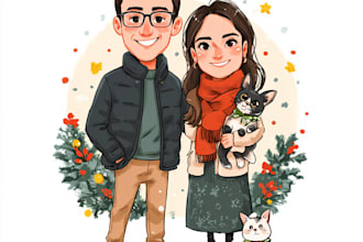draw caricatures for christmas, birthday couples and wedding