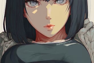 draw custom anime art, character, or fan art character