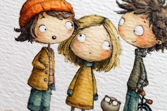 paint whimsical watercolor characters and scenes