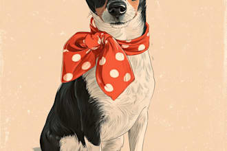 draw a custom  pet portrait illustration