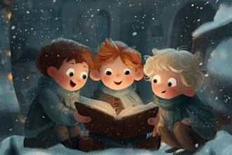 do whimsical children story book illustration christmas storybook illustration