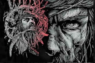 make detailed dark art illustration with our special style