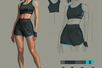 design a fashion collection with flat sketches for you