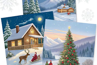make christmas illustrations cards for you