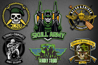 design vintage army, tactical military, skull mascot logo