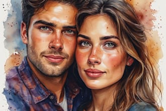 make a lovely watercolor painting of you and your partner