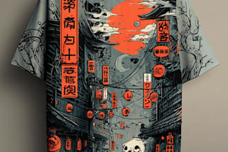 draw a japanese t shirt illustration