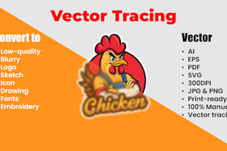 recreate, redraw your logo or image into vector