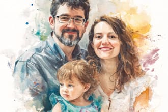 family portrait watercolor portrait