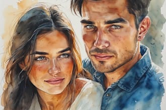 make a custom watercolor portrait of you and your partner