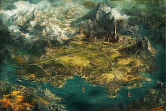 draw detailed hand drawn fantasy map battle map