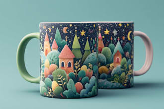 design dreamy holiday mug and tote illustrations