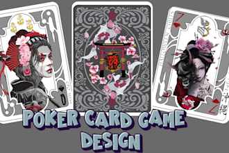 draw unique playing card, poker cards, tuck box package design  card box mockup