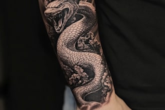 design professional japanese, asian style tattoo design