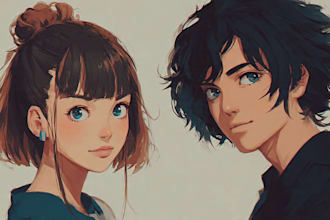 draw anime art commissions portrait for you
