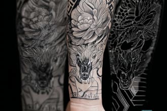 create a powerful and bold blackwork tattoo design