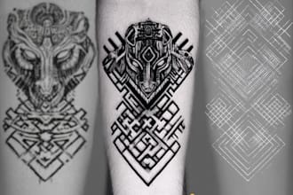 design a delicate fine line blackwork tattoo art