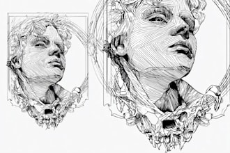 create artistic line art illustration in style