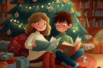 design christmas children story book illustration kids book children book cover