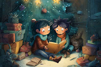 design christmas children story book illustration kids book children book cover