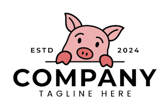 high quality vintage pig logo design