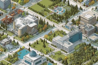 draw high quality vector or isometric map illustrations