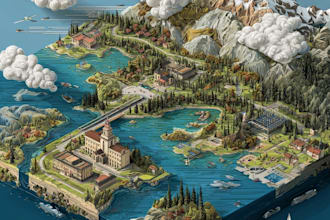 draw high quality vector or isometric map illustrations