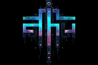 create futuristic cyberpunk style or mecha logo for you