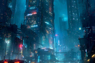 make a cyberpunk futuristic city and background